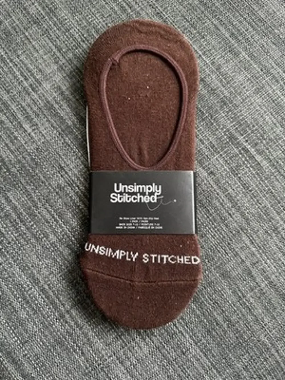 New Unsimply Stitched No Show Liner Sock with Non-Slip heel Brown Shoe Size 7-12